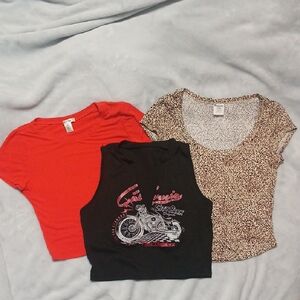 Red, Black, and Leopard Print Kids Tops Set